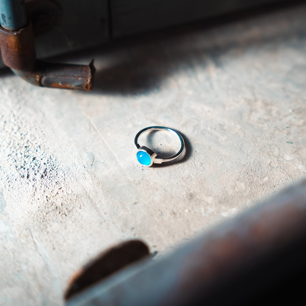 Anello Bianca - argento - agata blu