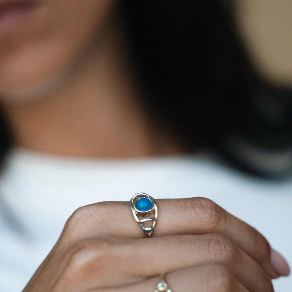 Anello Silvana - argento - agata blu