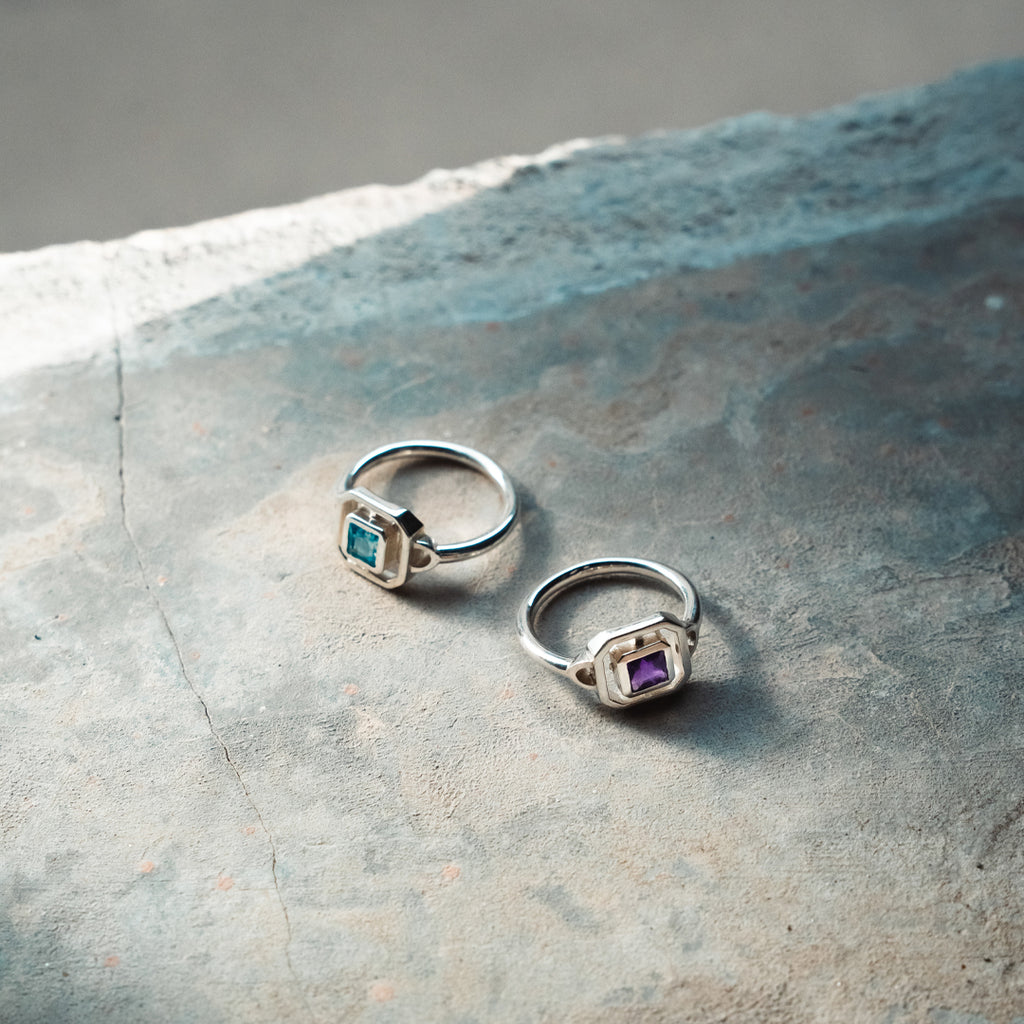 Anello Eclettica - argento - topazio azzurro