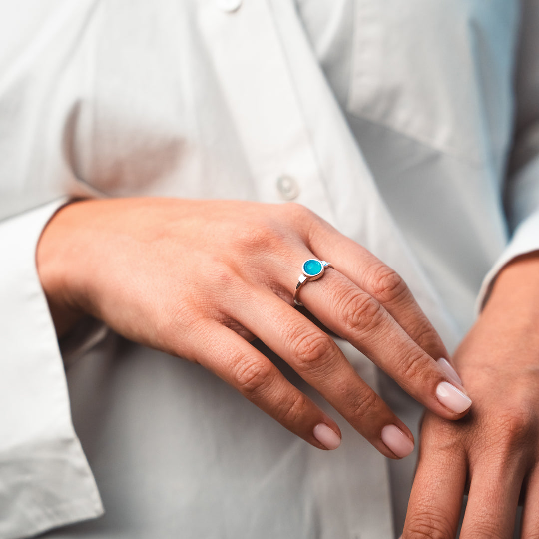 Anello Bianca - argento - agata blu