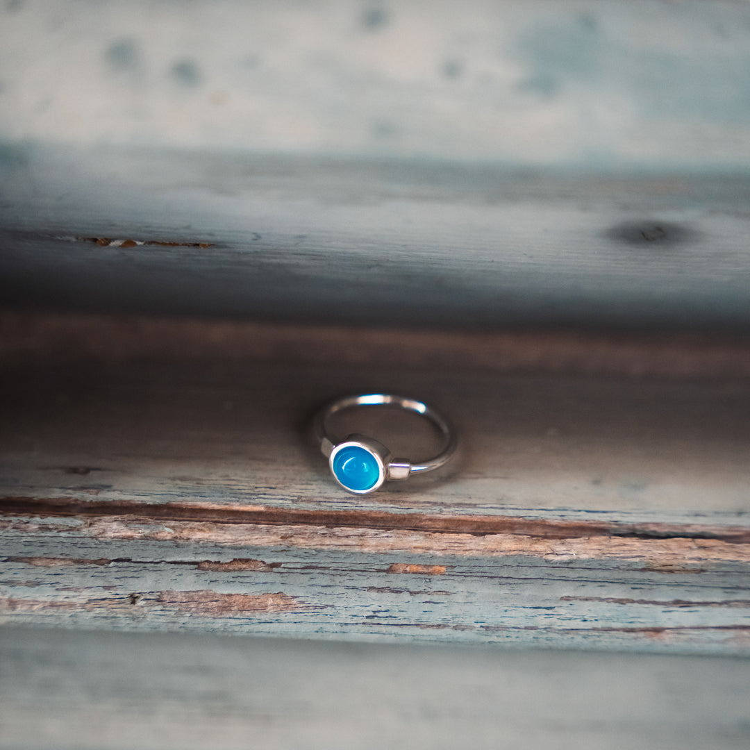 Anello Bianca - argento - agata blu