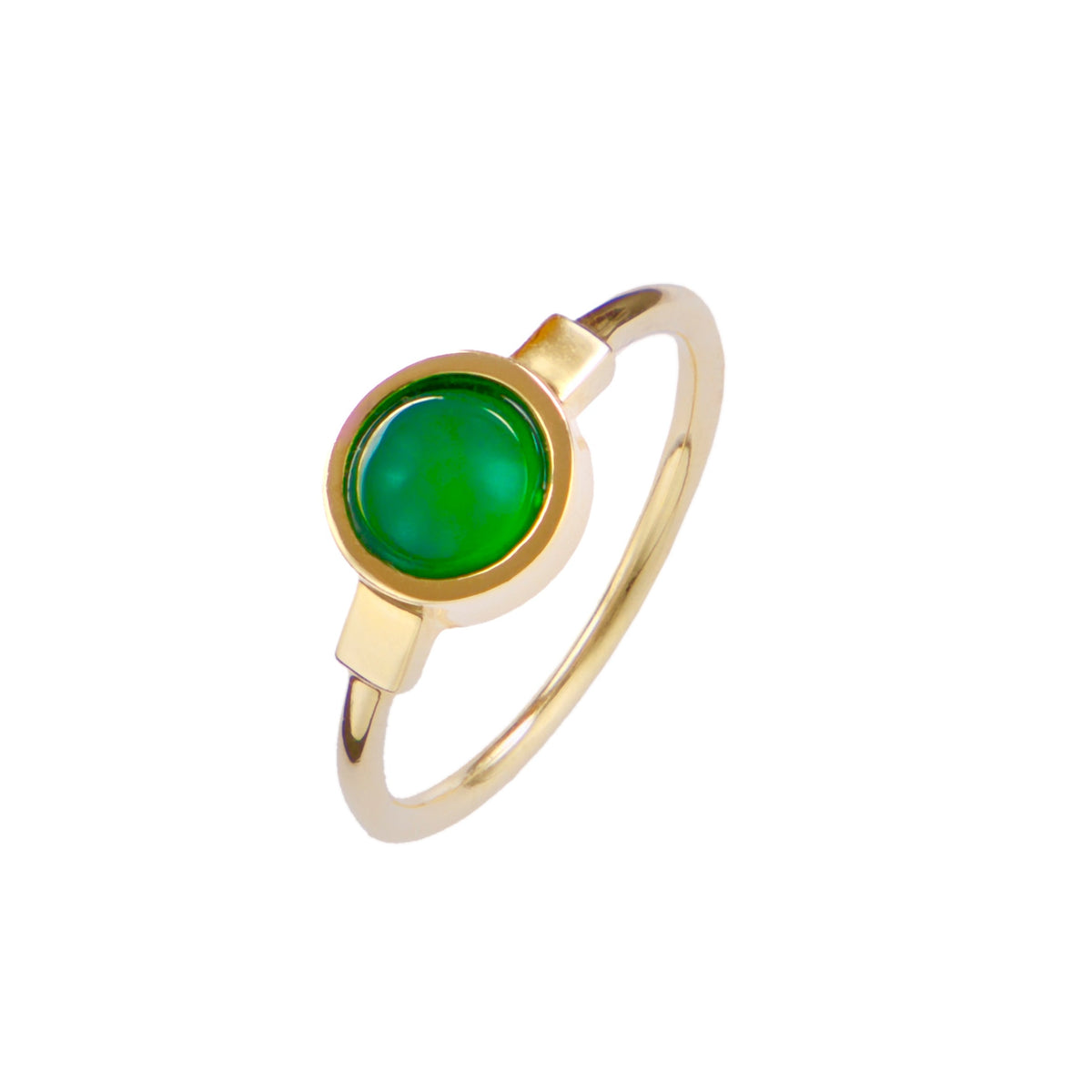 Anello Bianca oro agata verde