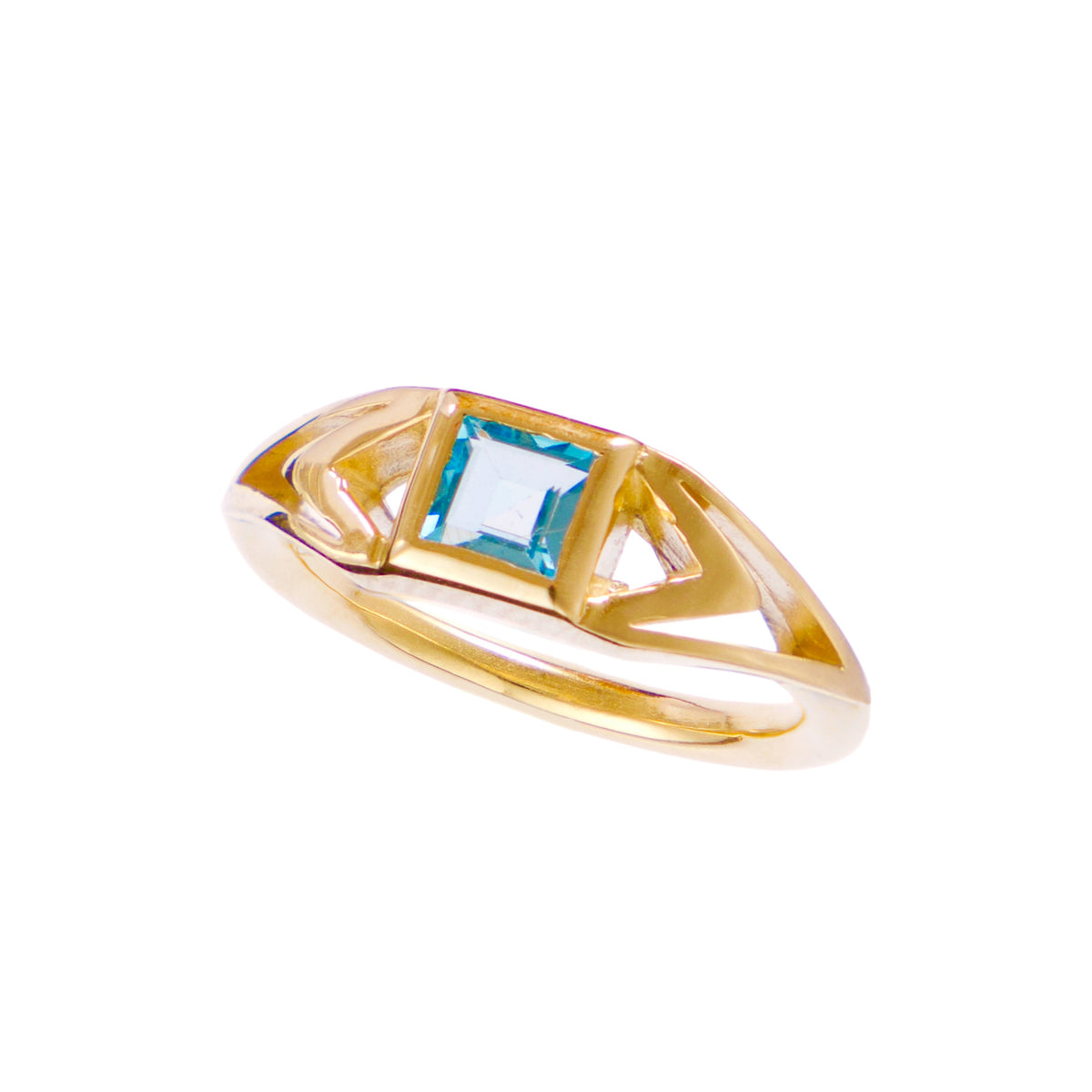 Anello Ermelinda oro topazio azzurro