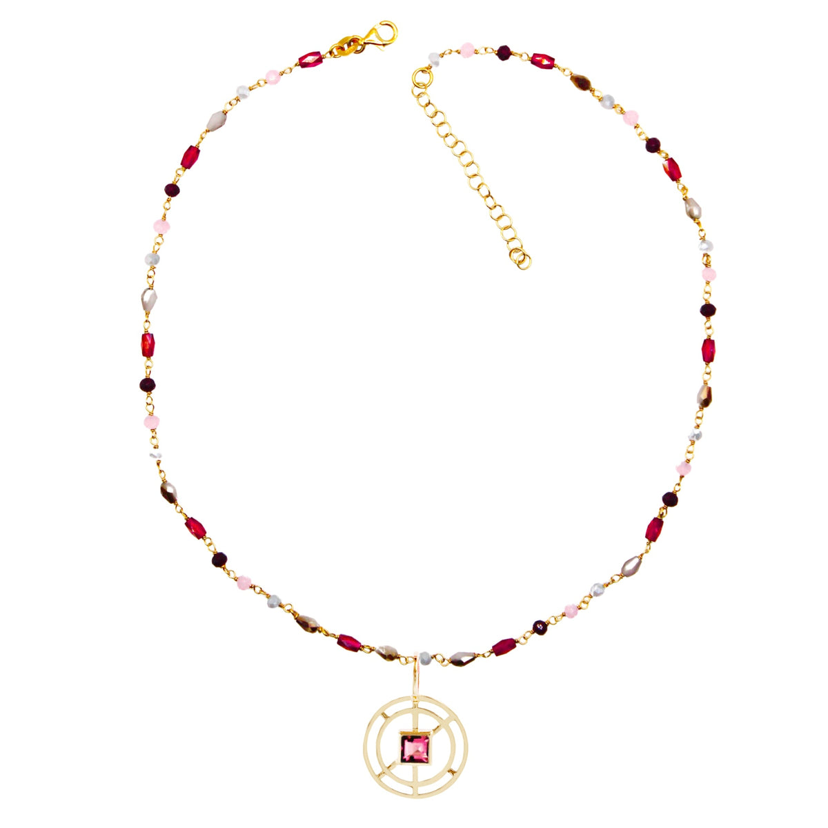 Costanza rubellite con Collana Caramella Alba