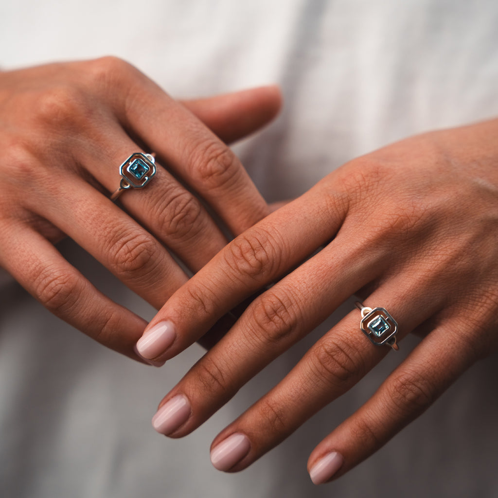 Anello Eclettica - argento - topazio azzurro