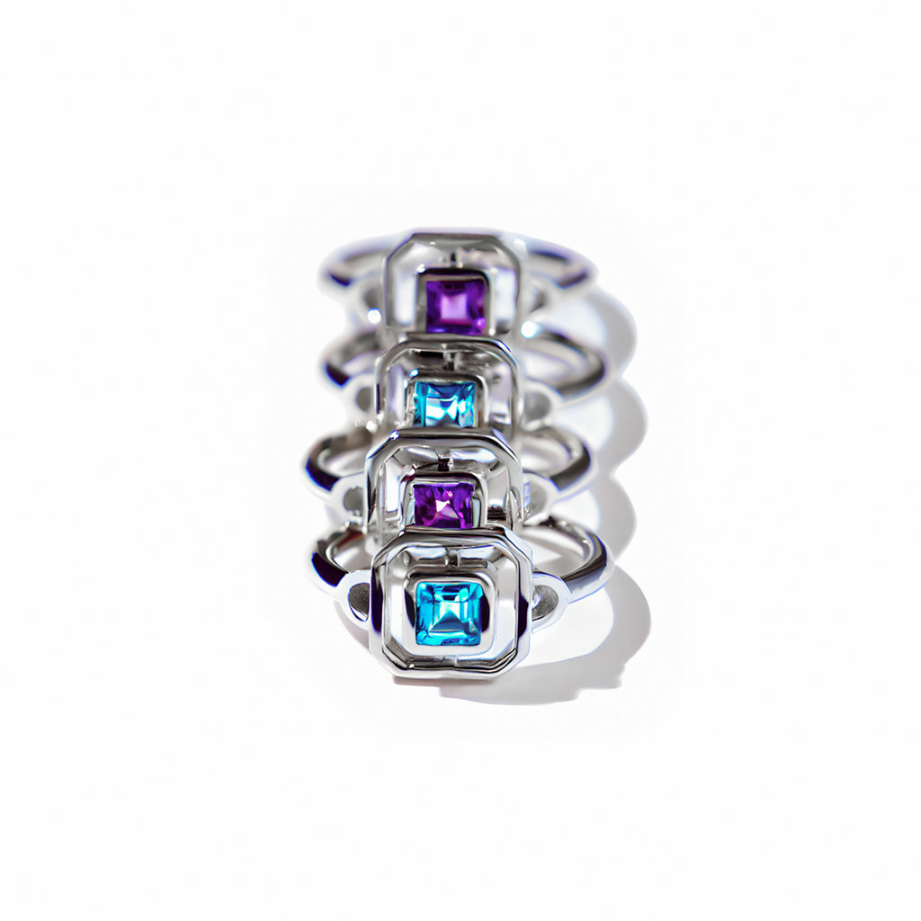 Anello Eclettica - argento - topazio azzurro