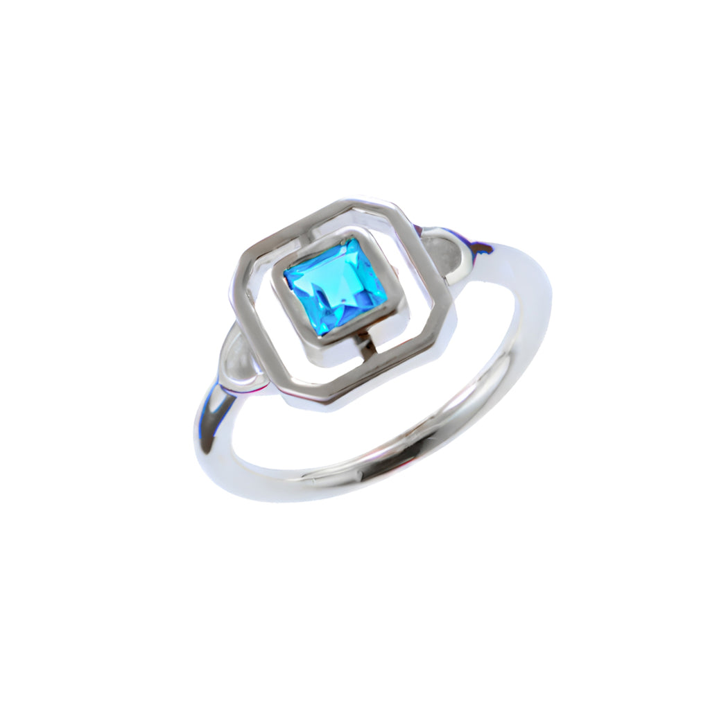 Anello Eclettica - argento - topazio azzurro