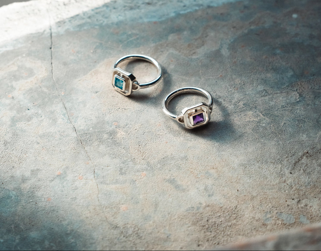 Anello Eclettica - argento - topazio azzurro