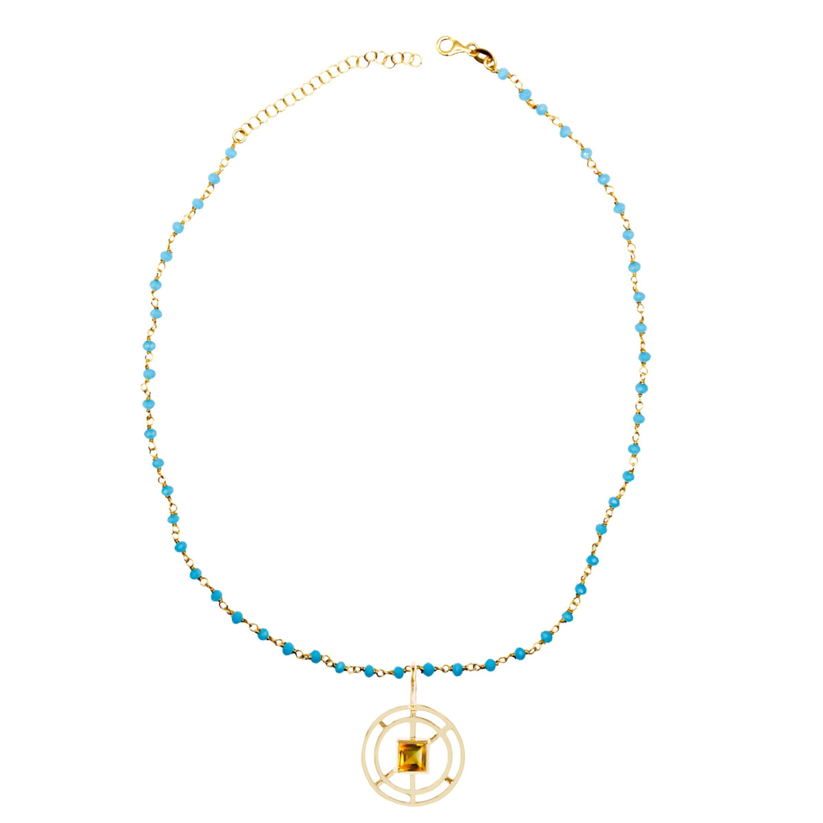 Costanza citrino con Collana Caramella Blu