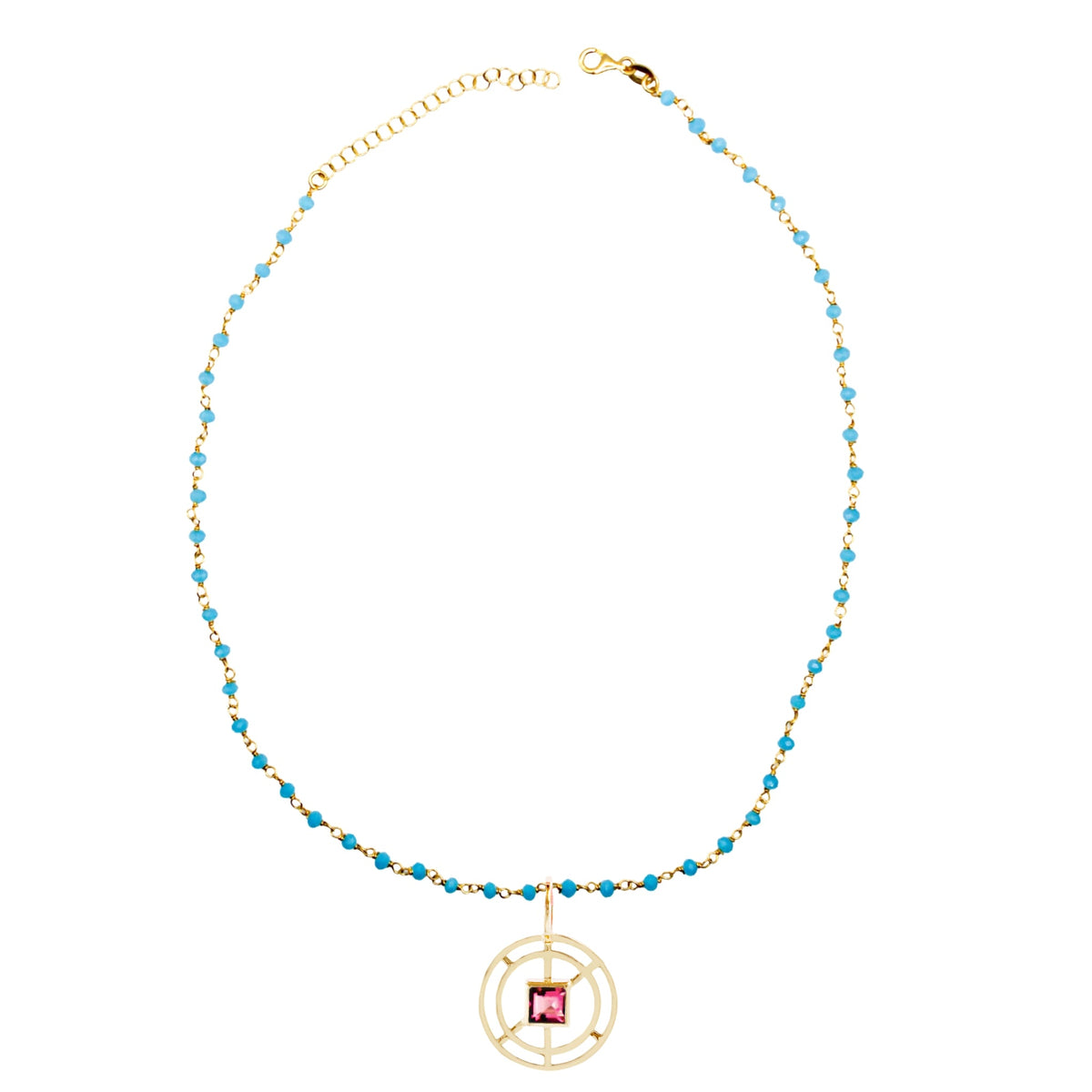 Costanza rubellite con Collana Caramella Blu