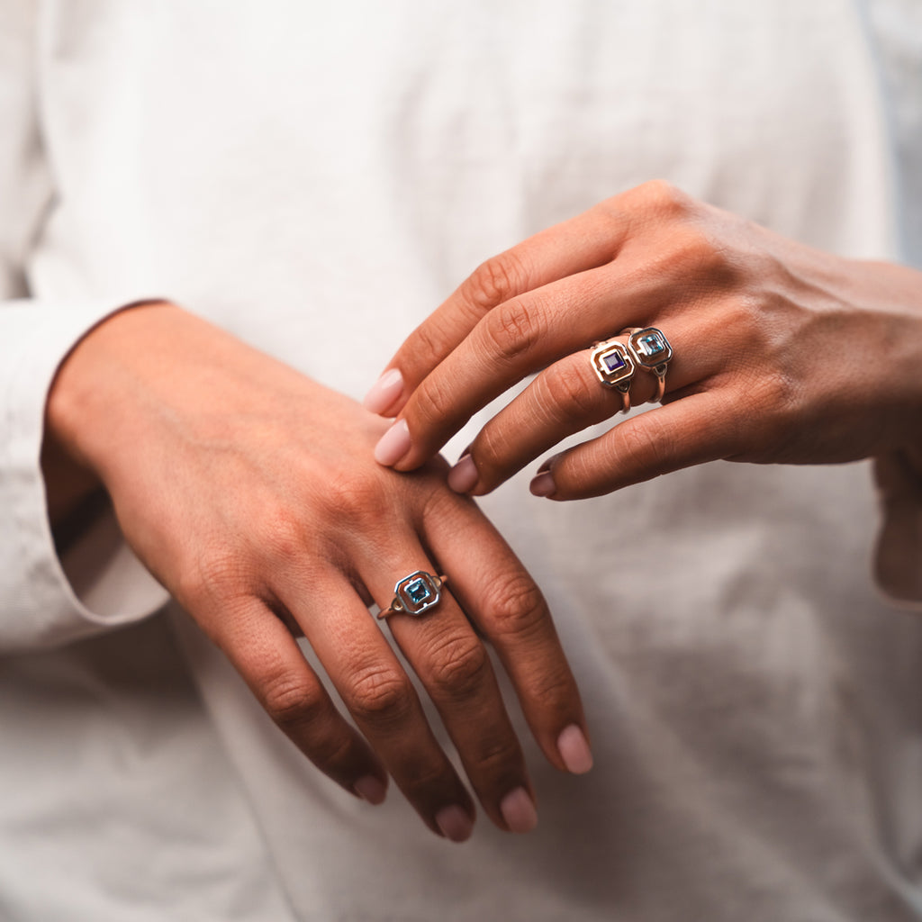 Anello Eclettica - argento - topazio azzurro