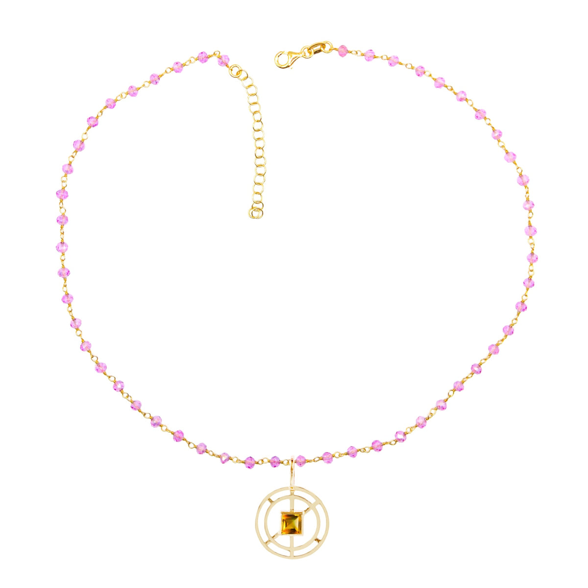 Costanza citrino con Collana Caramella Rosa