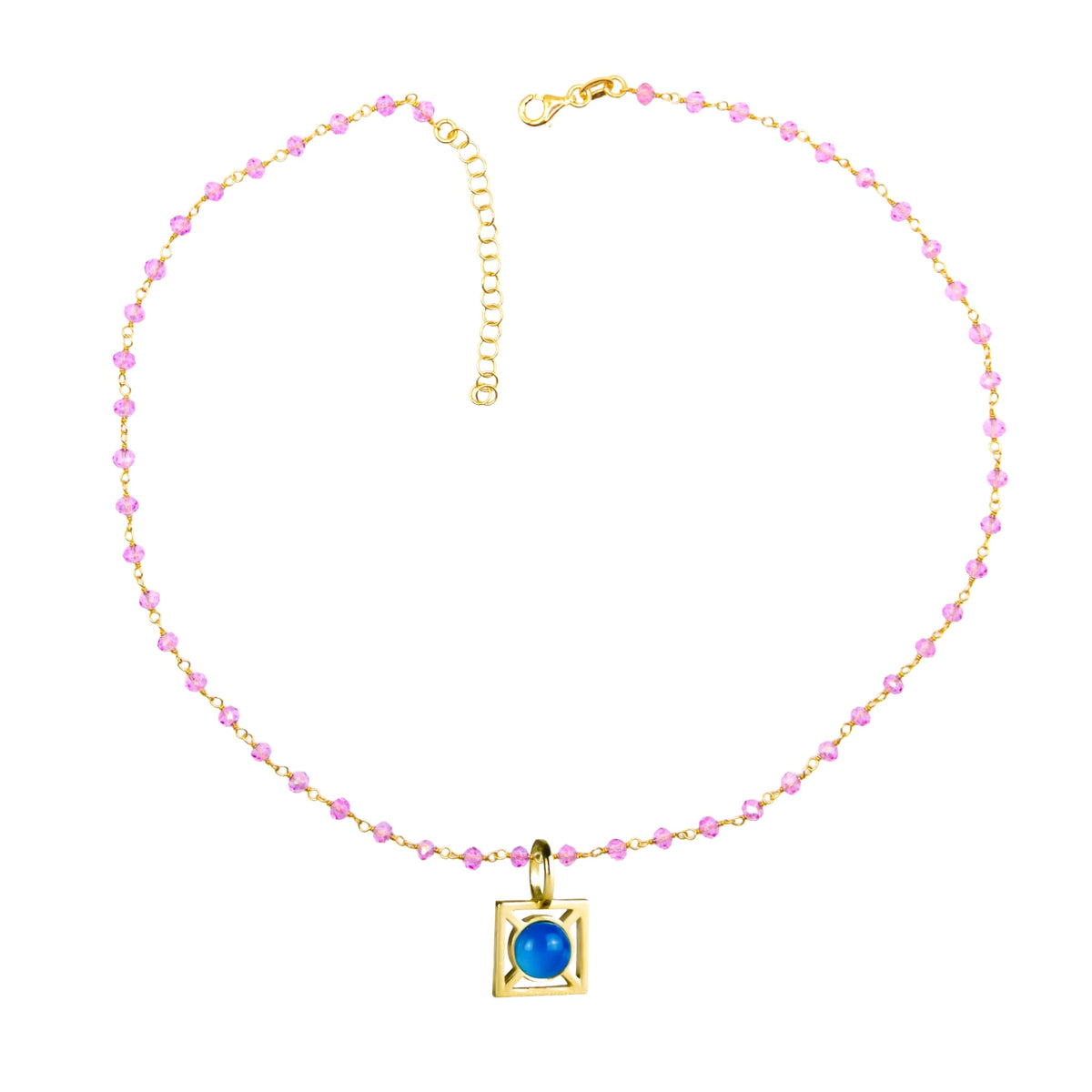 Luisa agata blu con Collana Caramella Rosa